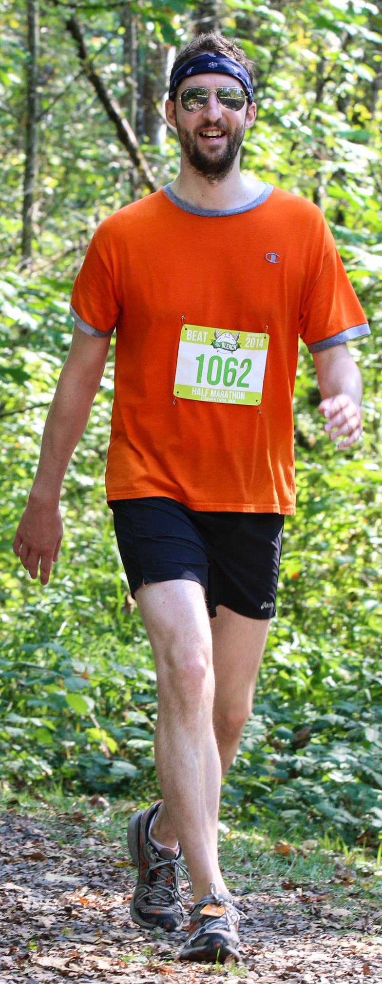 John at mile 10 of the Beat the Blerch half marathon, September 2014